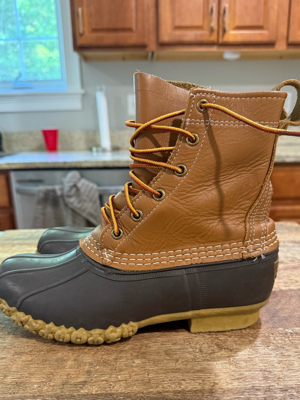 Women's Waterproof Winter Duck Boots - Brown Leather & Dark Rubber - Picture 2 of 10